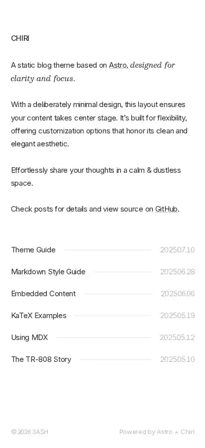 Chiri home page on mobile