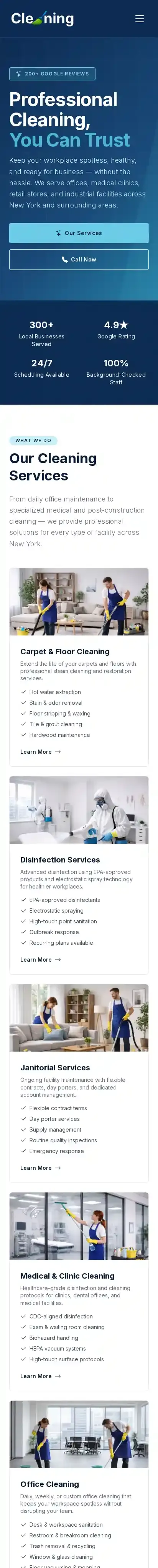 Cleaning home page on mobile