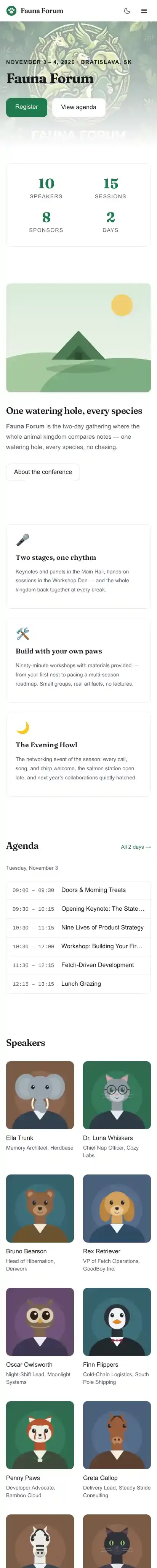 Cloomba Conference home page on mobile