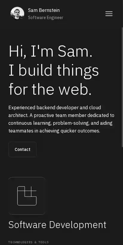 Codefolio home page on mobile