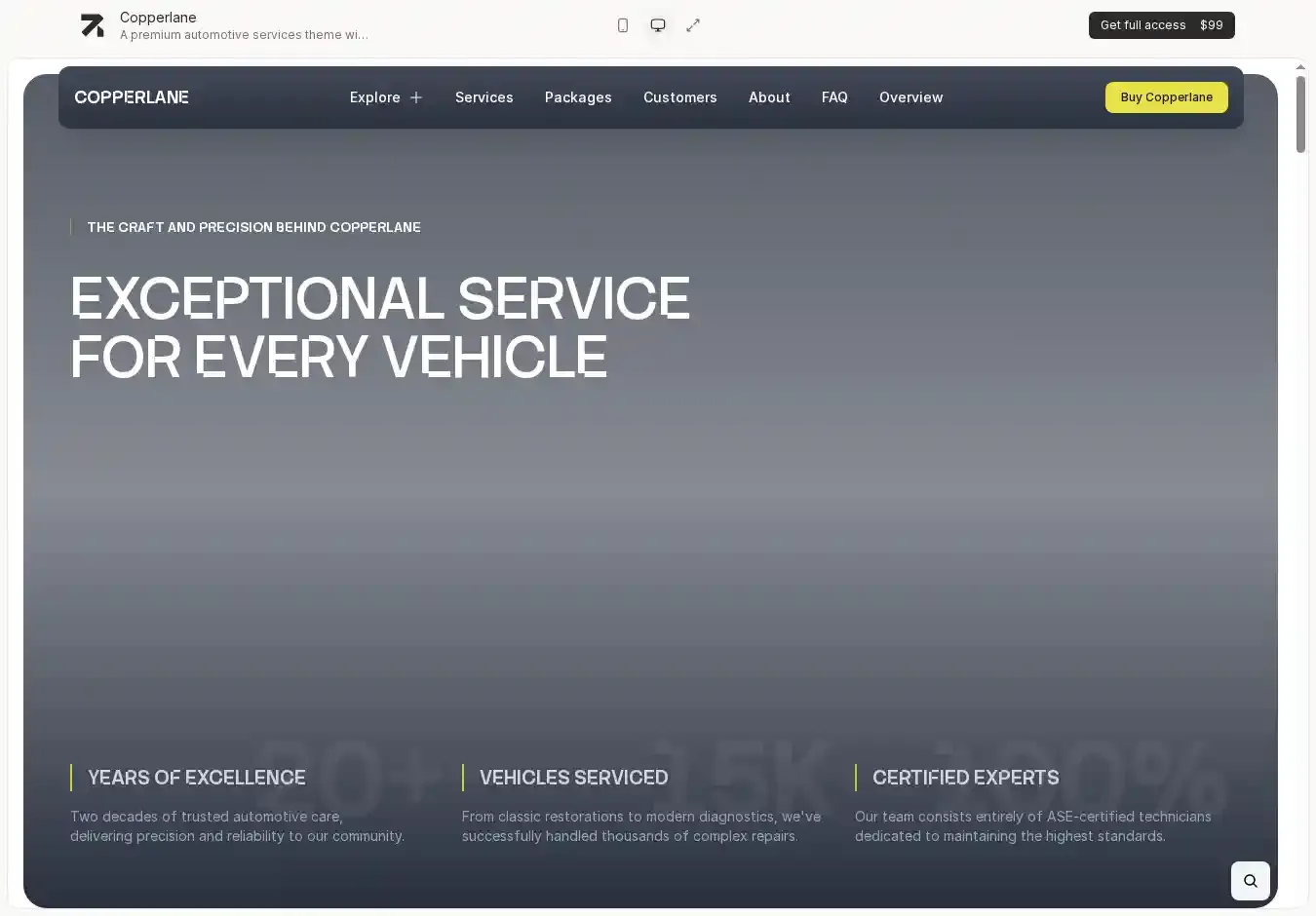 Copperlane Astro + Sanity CMS home page on desktop