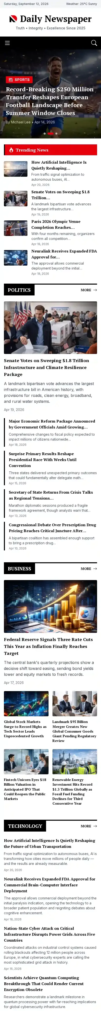 Daily home page on mobile