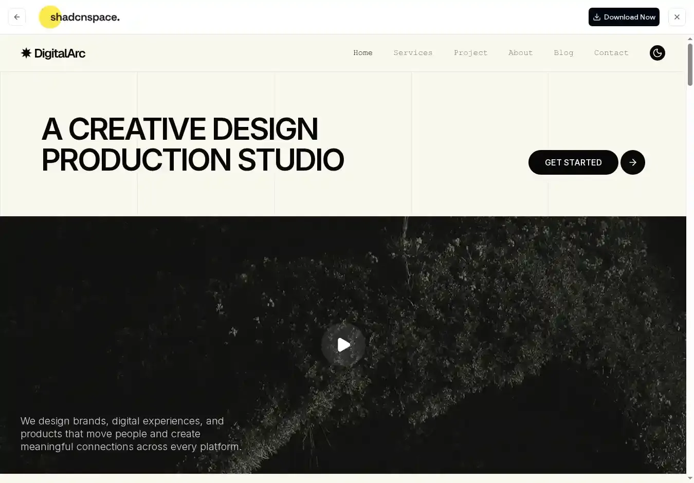 Digital Arc home page on desktop