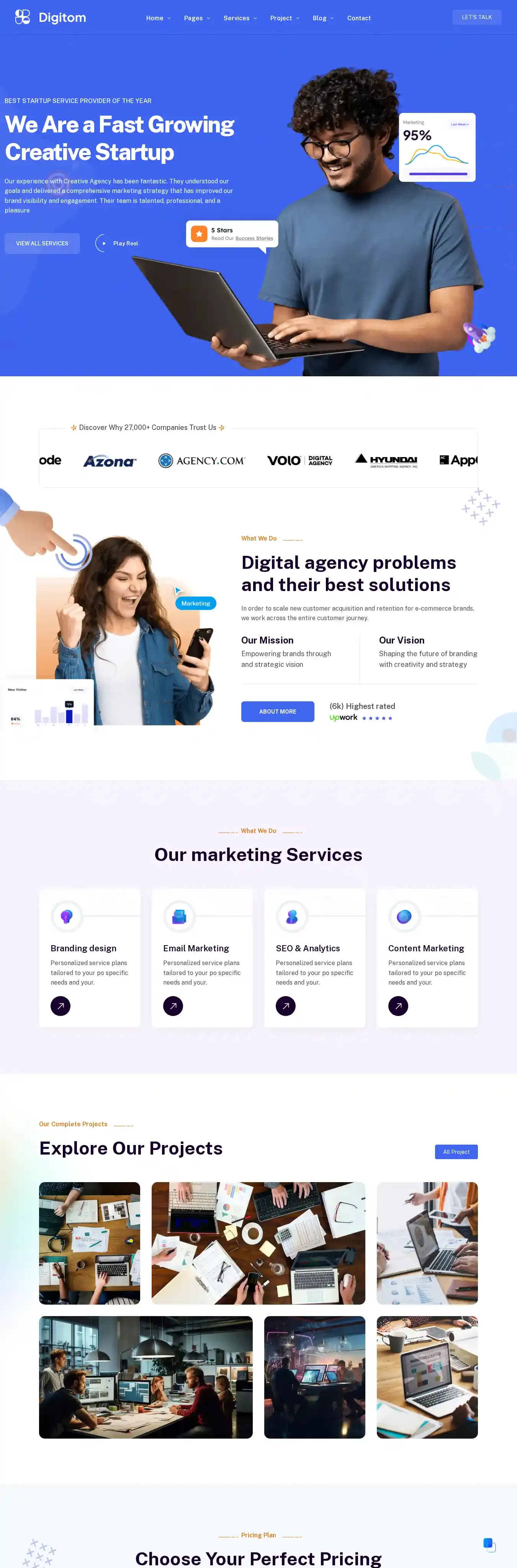 Digitom home page on desktop
