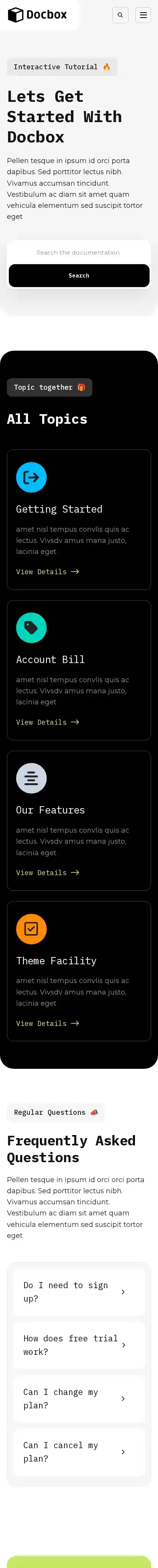 Docbox Astro home page on mobile
