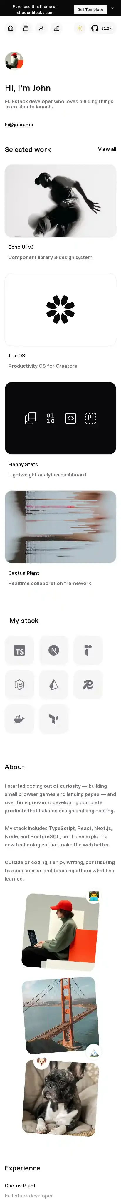 Echo home page on mobile