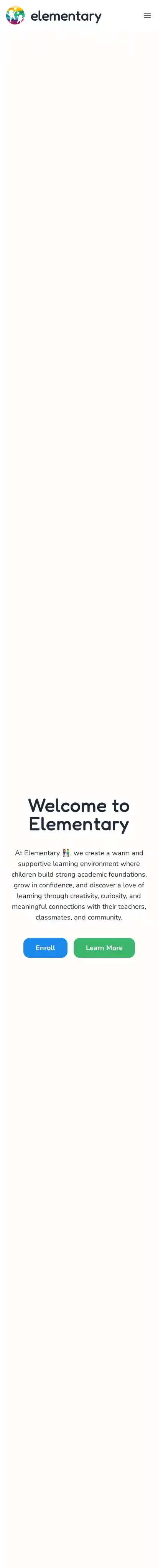 Elementary home page on mobile