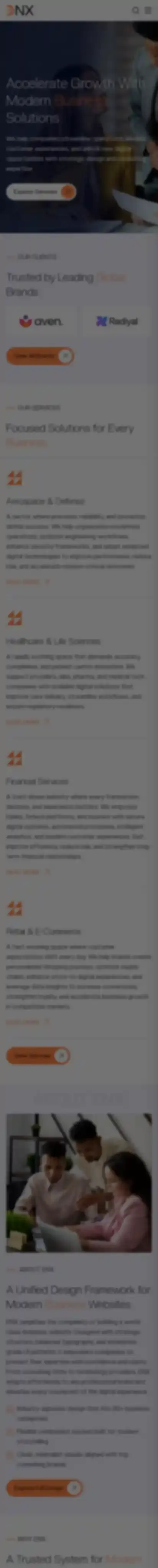 ENX home page on mobile