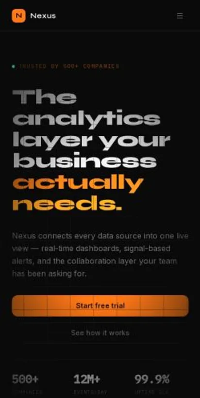 Ethernity home page on mobile