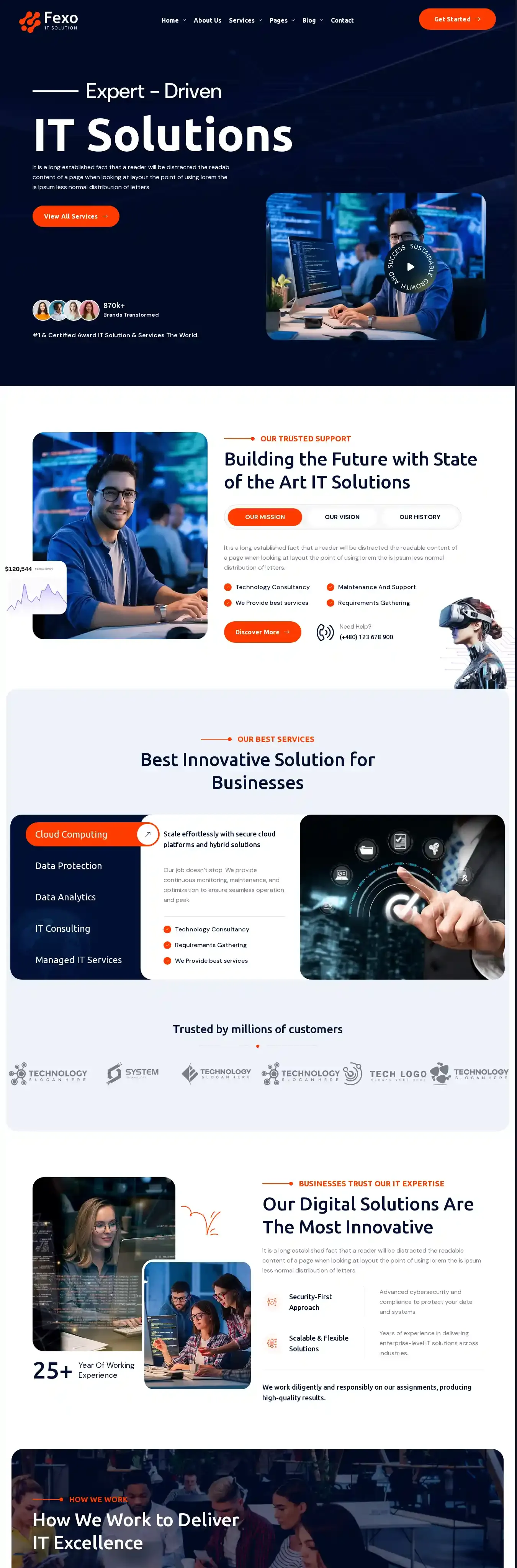 Fexo home page on desktop