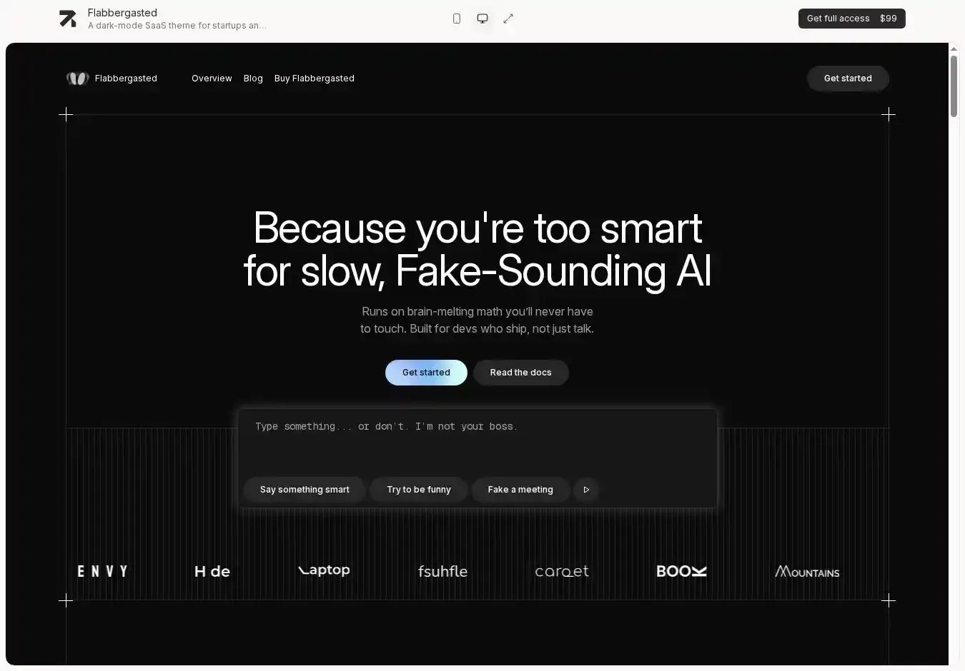 Flabbergasted Astro + Sanity CMS home page on desktop