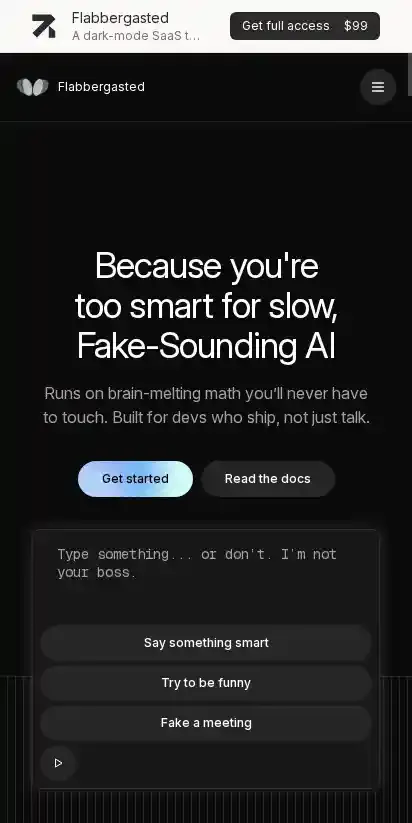 Flabbergasted Astro + Sanity CMS home page on mobile