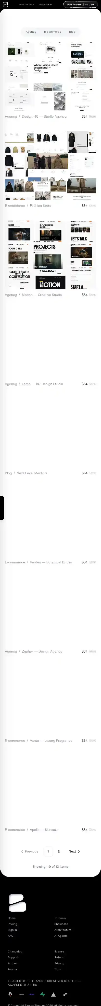 Flux Full Access home page on mobile