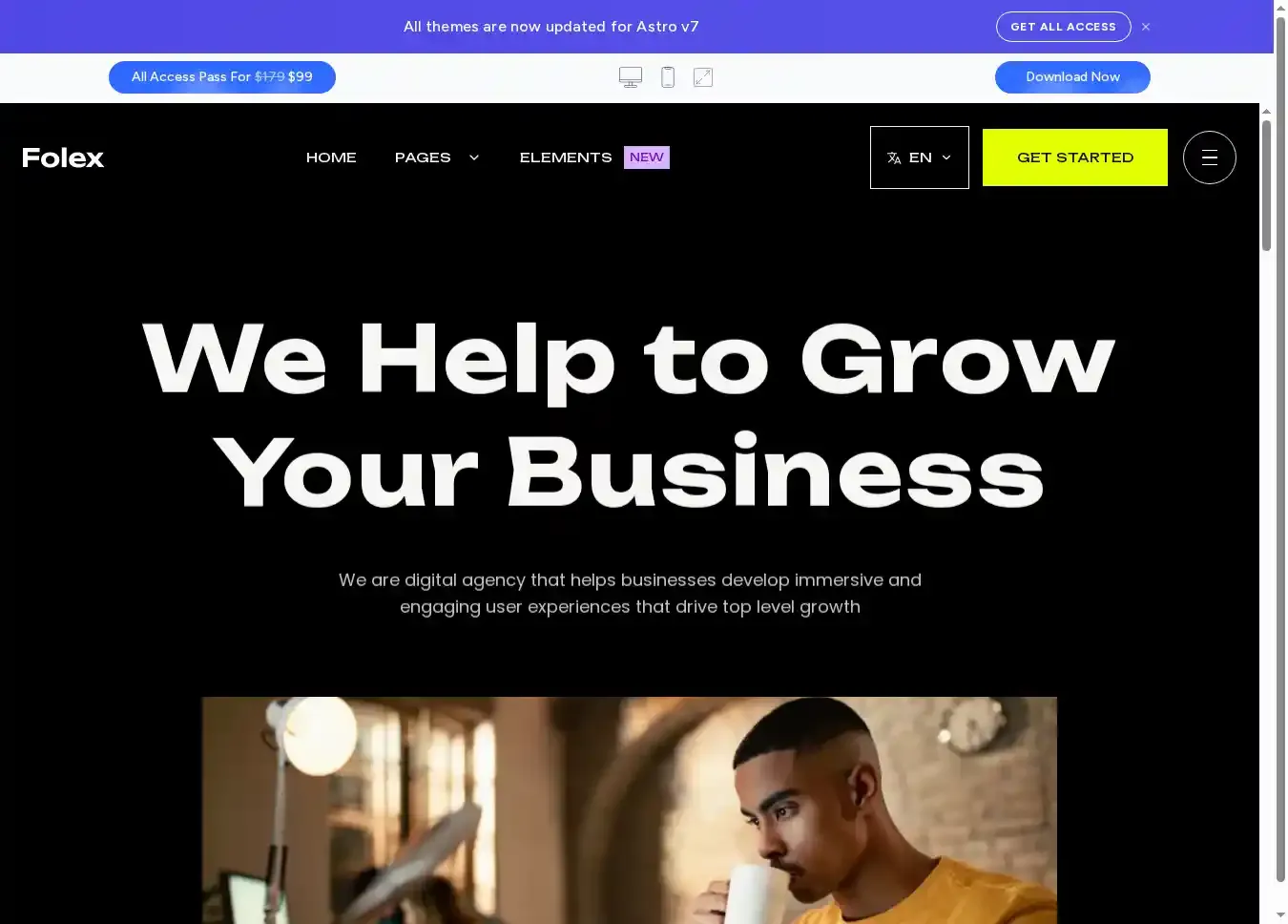 Folex Lite home page on desktop