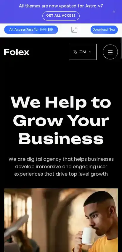 Folex Lite home page on mobile