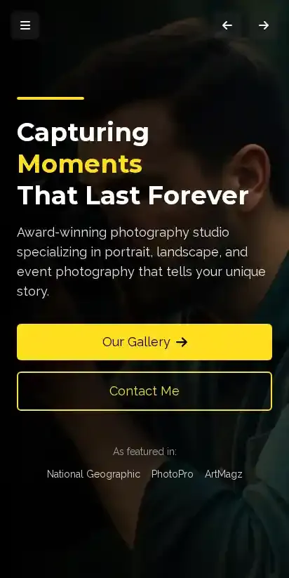 Foliograph home page on mobile