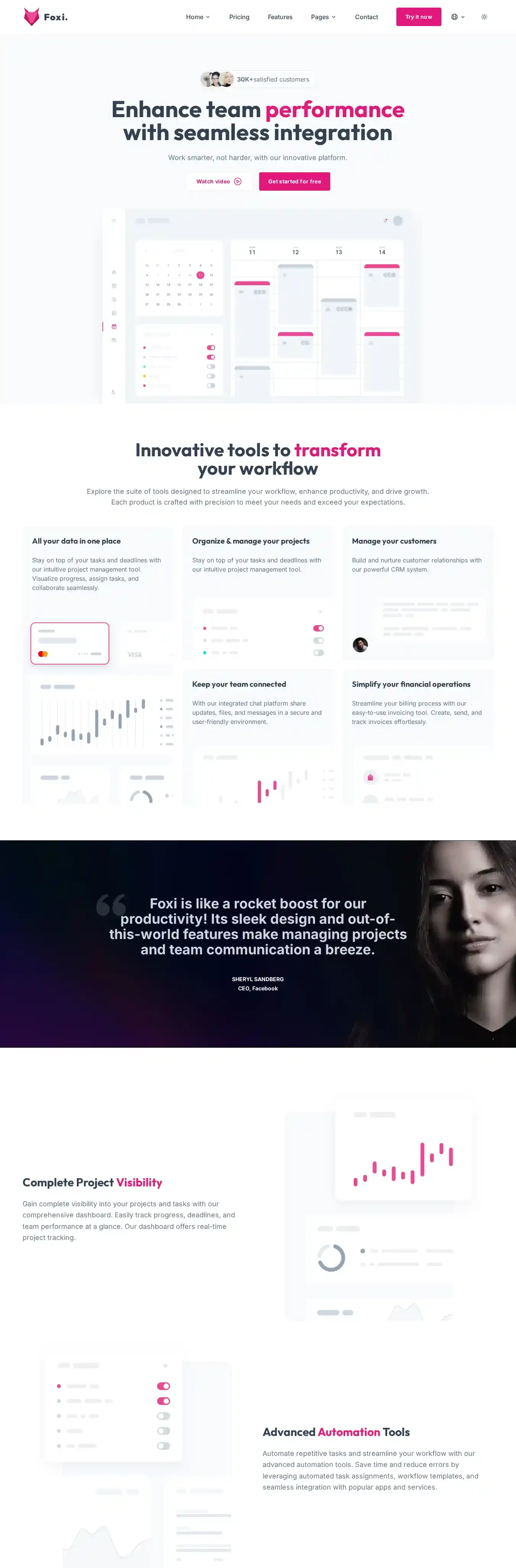 Foxi Pro home page on desktop