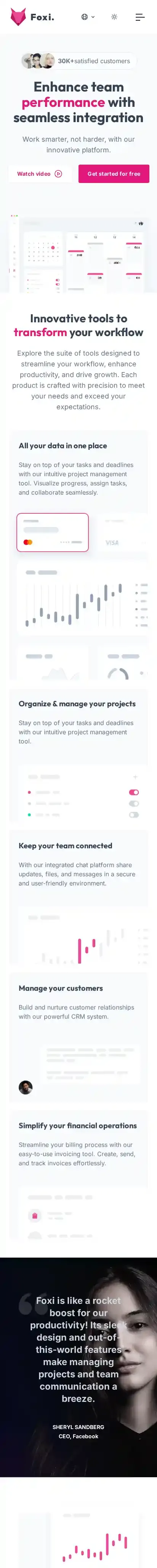 Foxi Pro home page on mobile