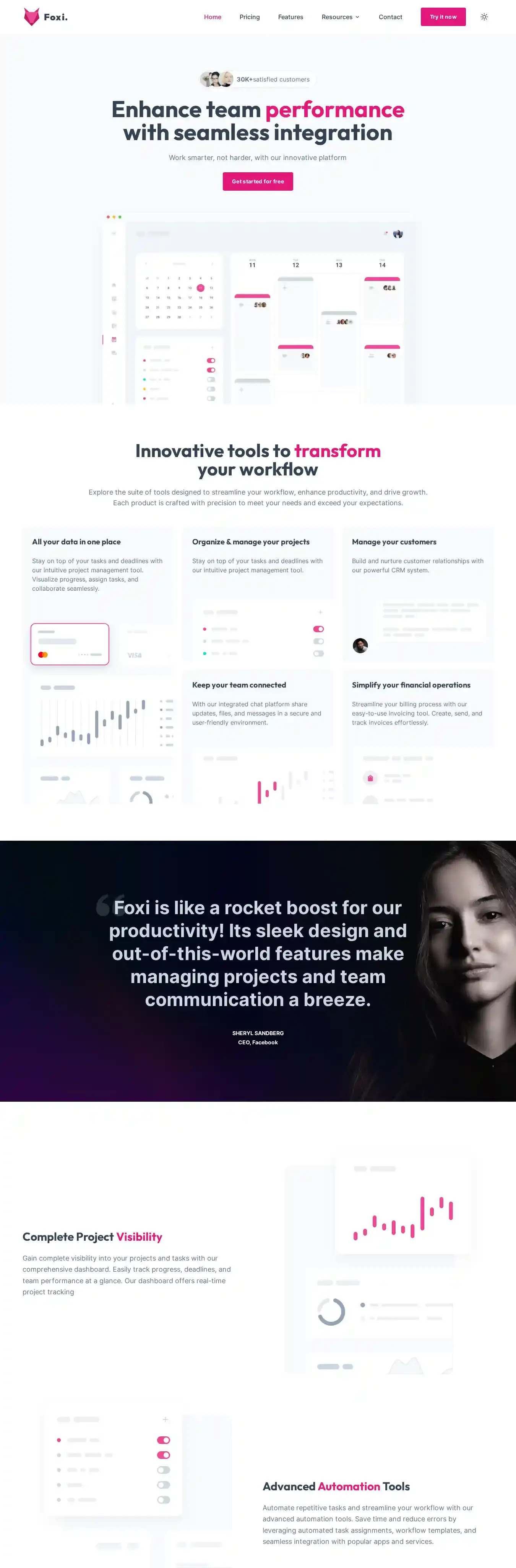 Foxi home page on desktop
