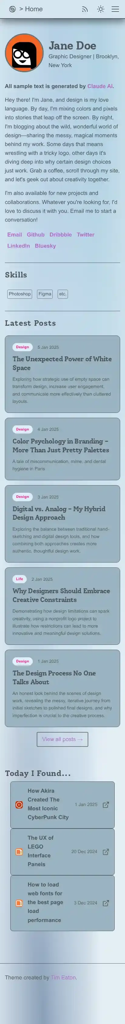 Glyptodon home page on mobile