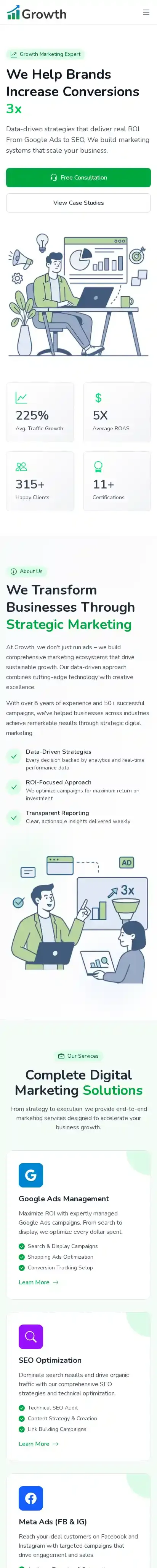 Growth home page on mobile