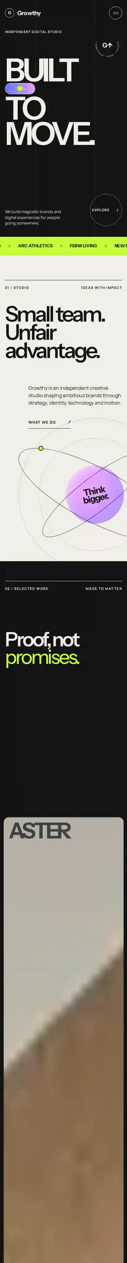 Growthy home page on mobile