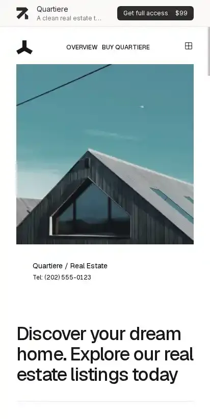 Quartiere home page on mobile