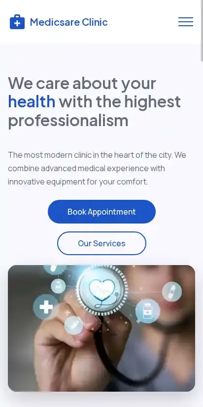 Medicsare home page on mobile