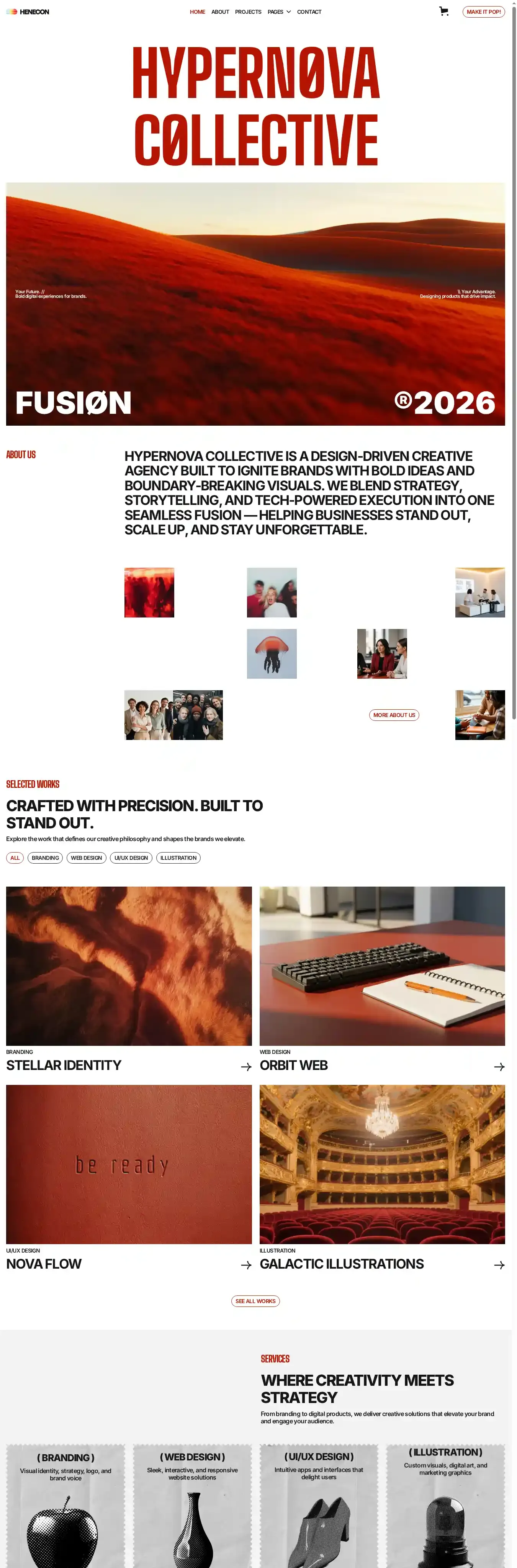 Henecon home page on desktop