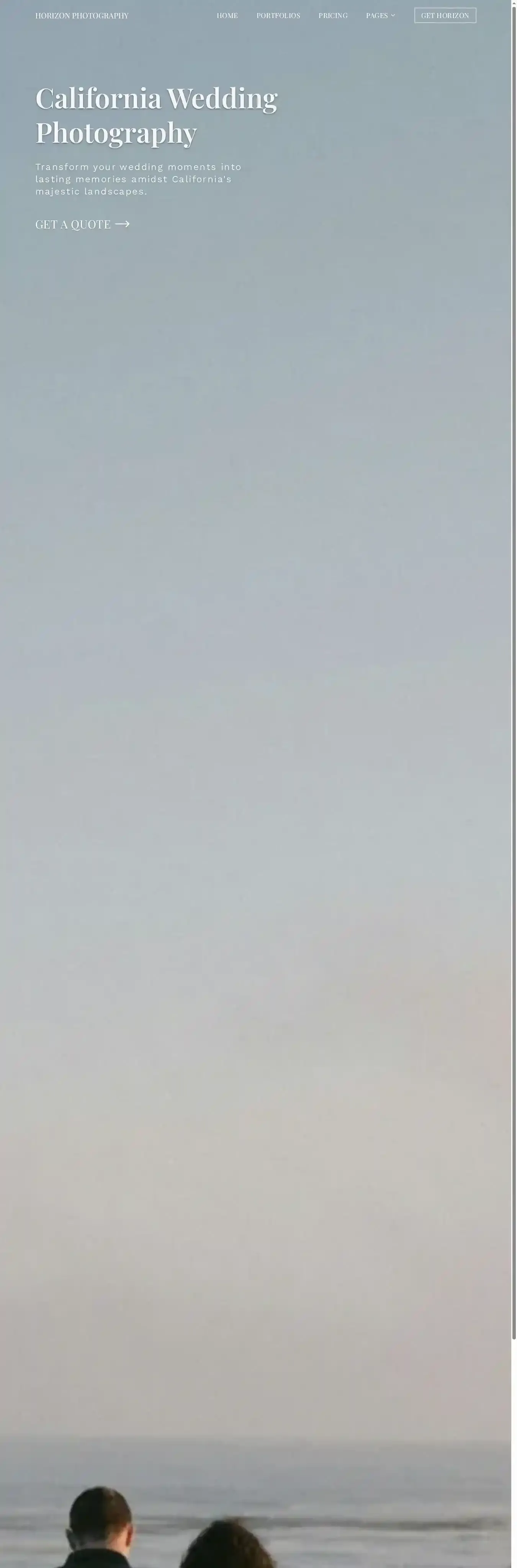 Horizon home page on desktop