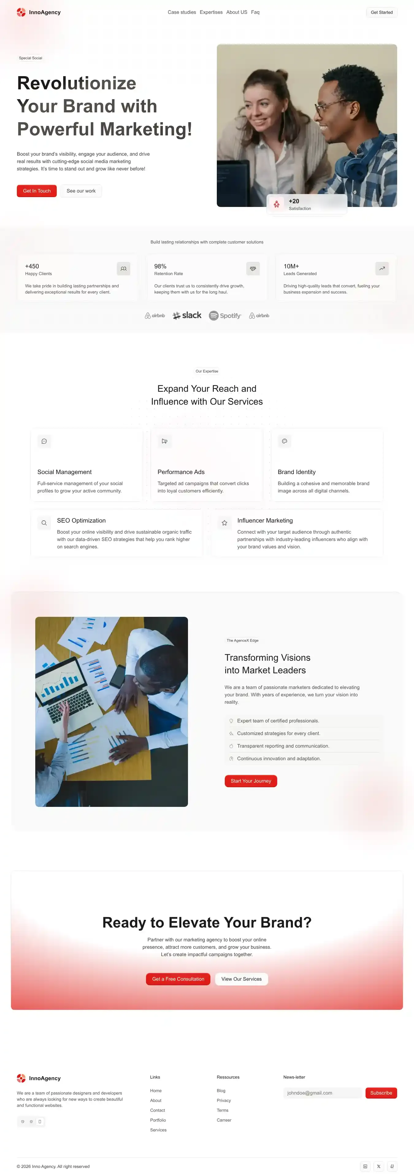 InnoTech home page on desktop