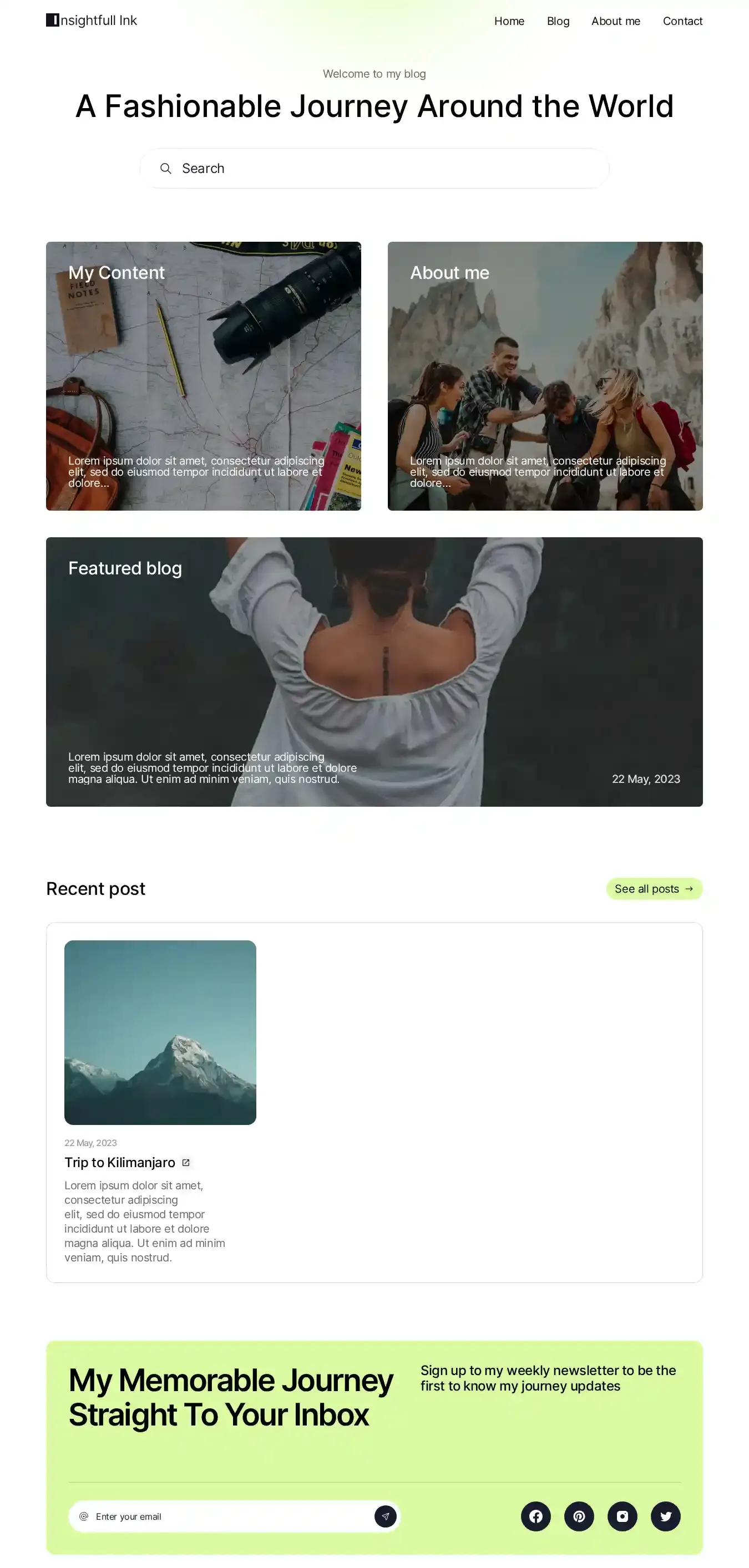 Insightfull Ink - blog website home page on desktop