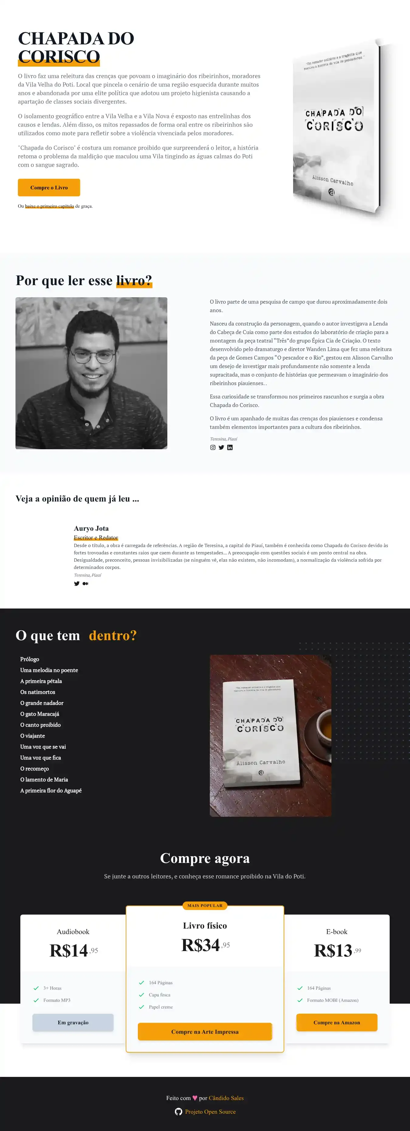 Landing Page Book home page on desktop