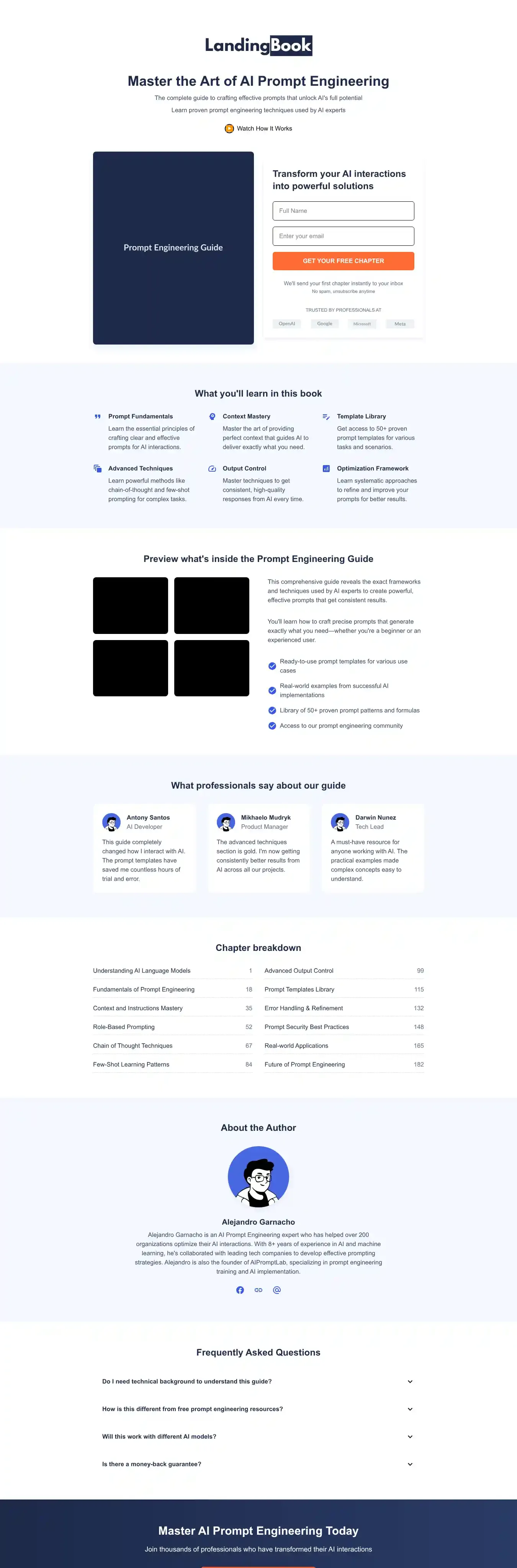 LandingBook - High performance Landing Page for Ebook home page on desktop