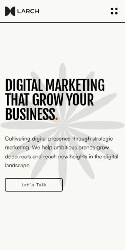 Larch Agency home page on mobile