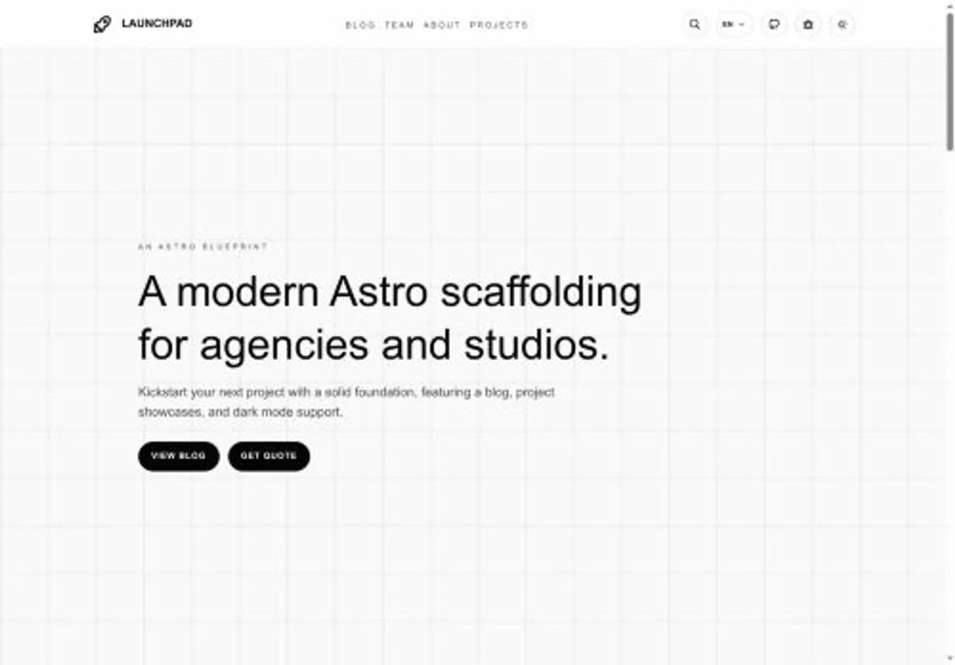 Launchpad home page on desktop