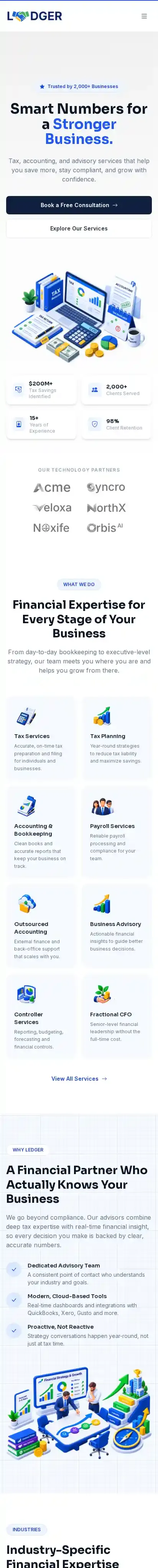 Ledger home page on mobile
