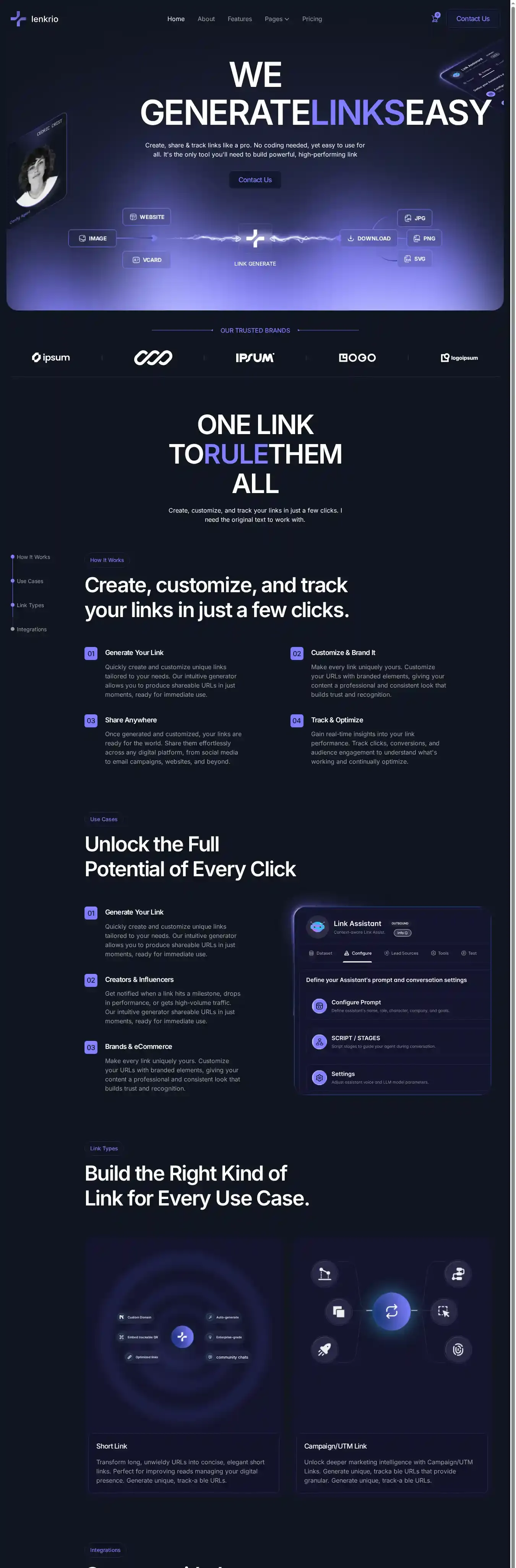 Lenkrio home page on desktop