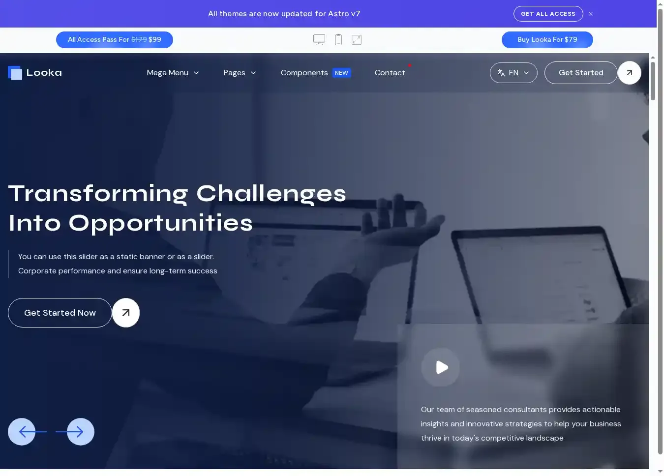 Looka ∙ Multipurpose home page on desktop