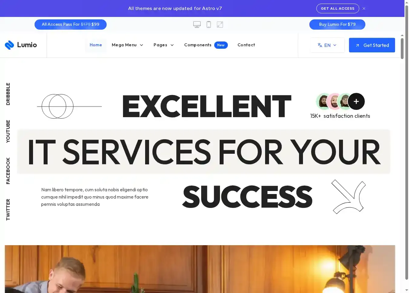 Lumio home page on desktop
