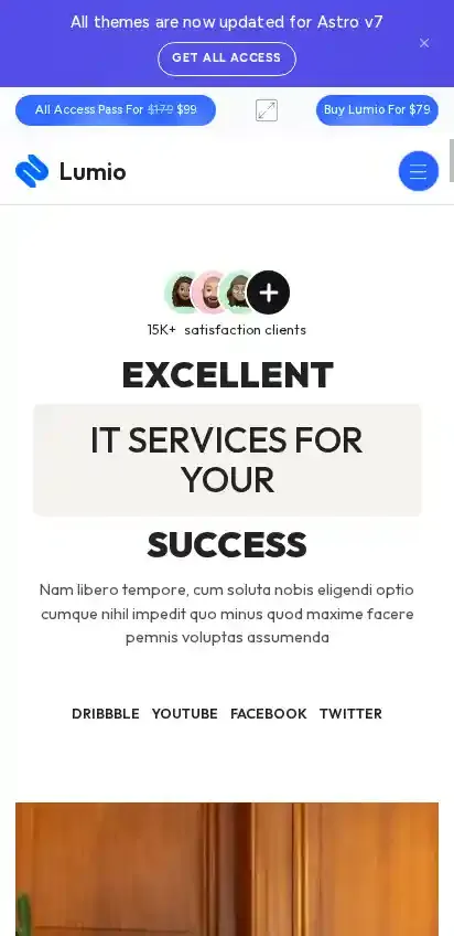 Lumio home page on mobile