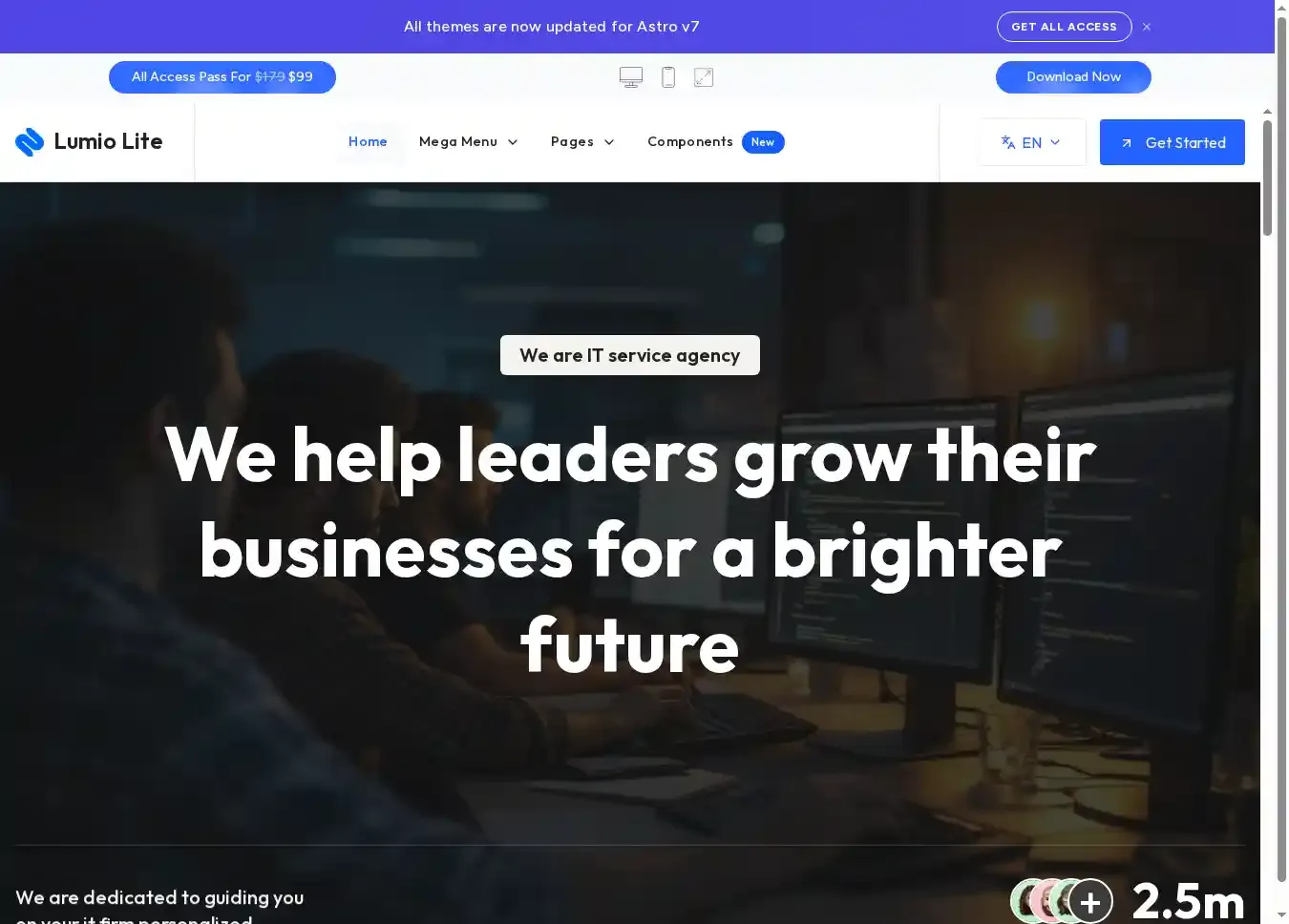 Lumio Lite home page on desktop