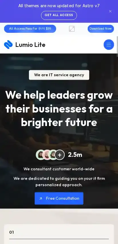 Lumio Lite home page on mobile