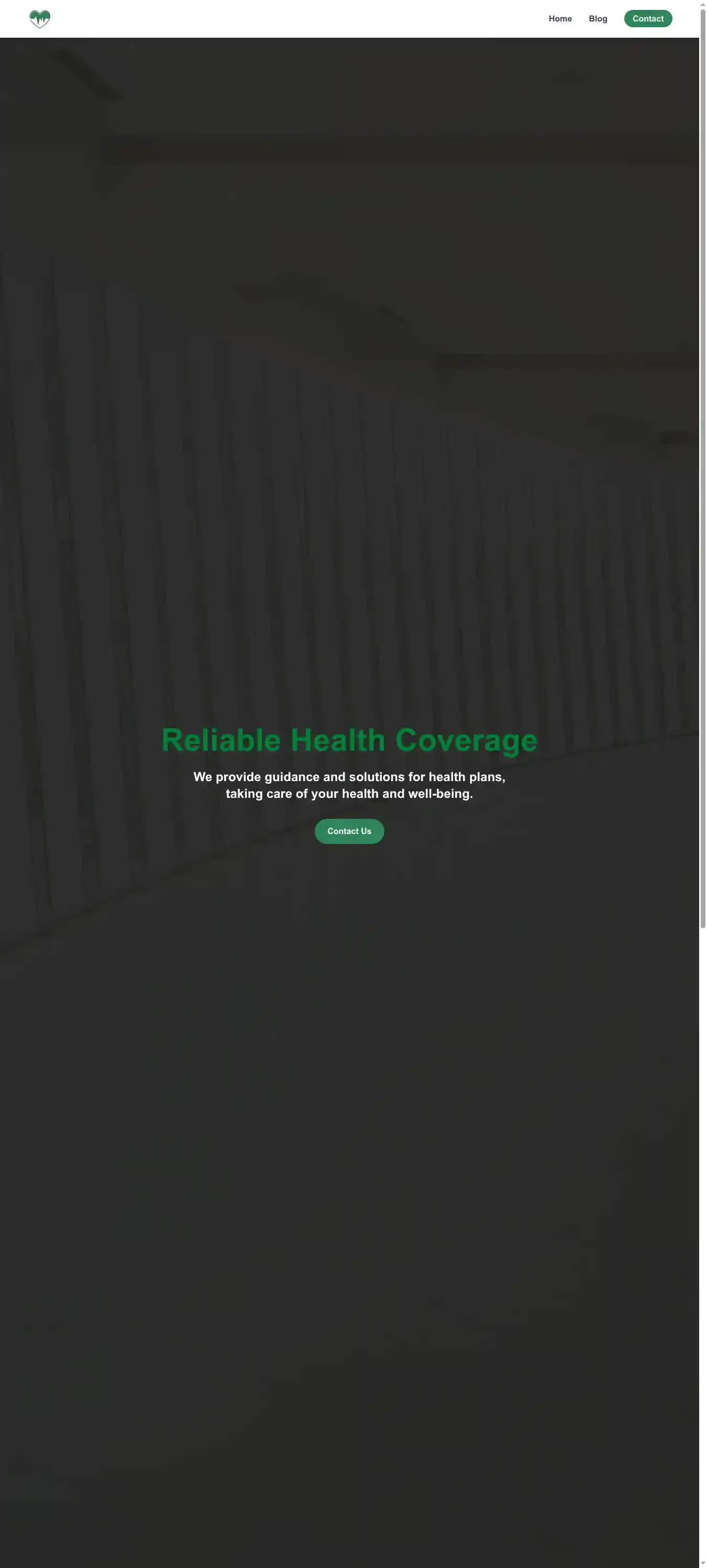 Medical coverage marketing home page on desktop