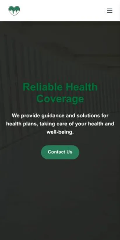Medical coverage marketing home page on mobile
