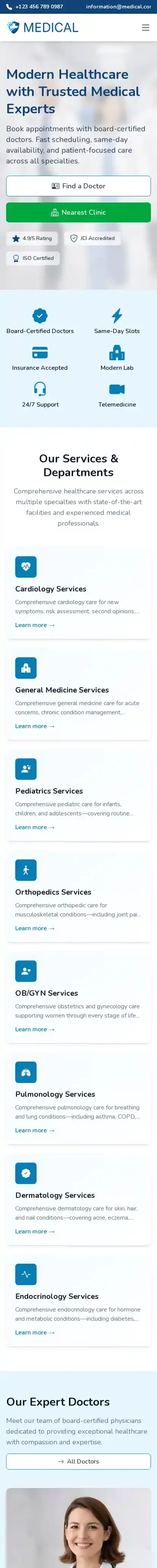 Medical home page on mobile