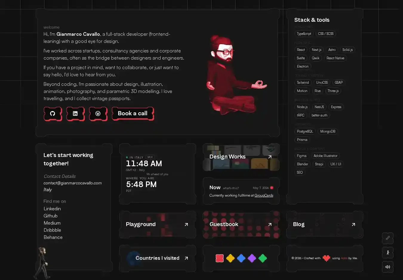 Bento-like Portfolio home page on desktop