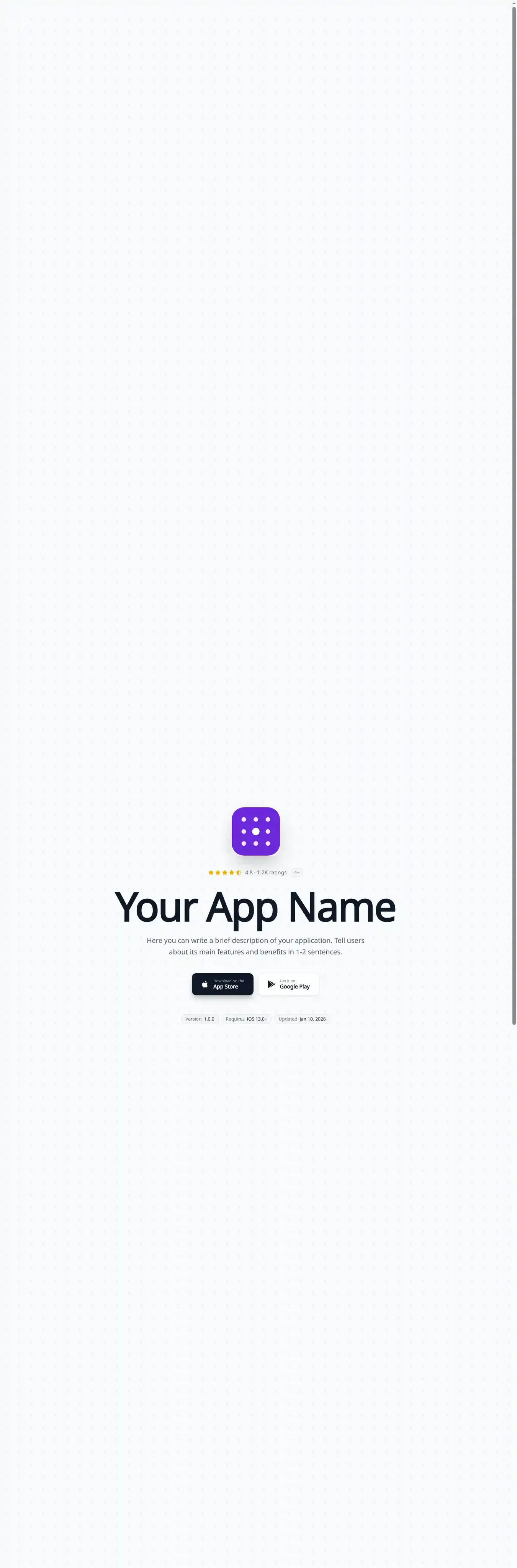 Mobile App Landing home page on desktop