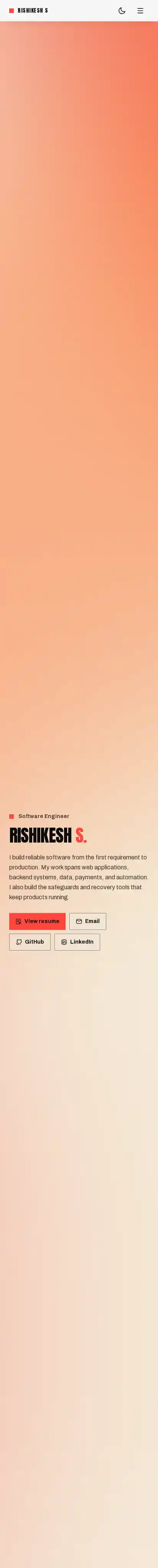 Modern Developer Portfolio home page on mobile