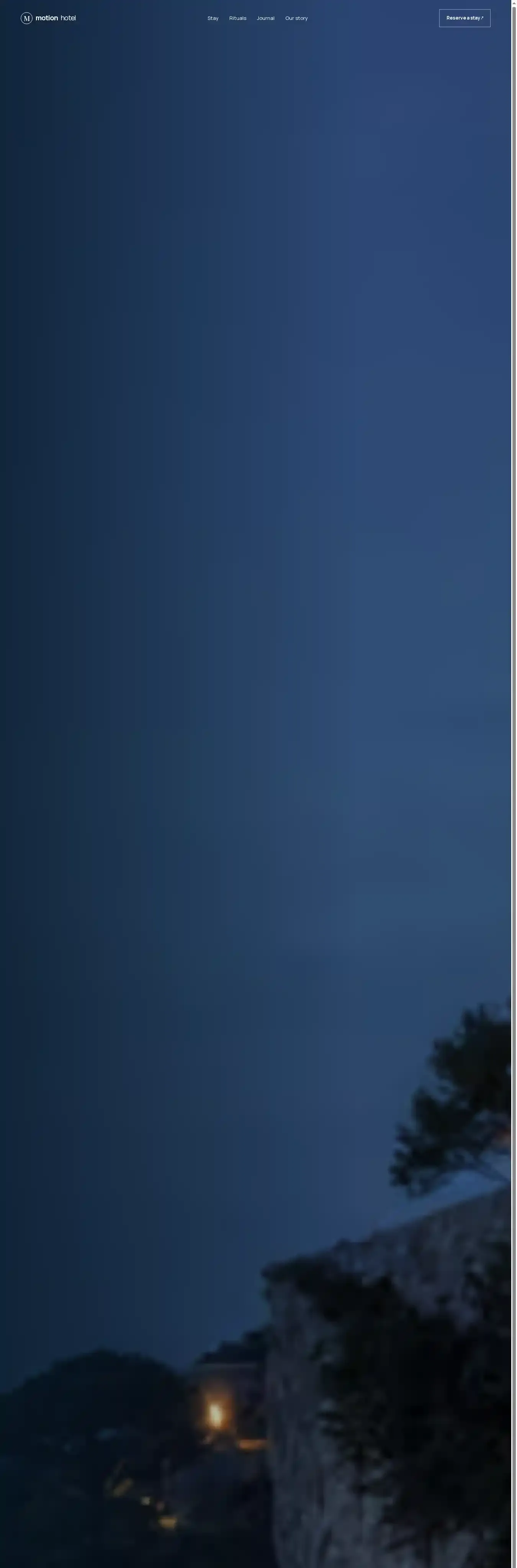 MotionHotel home page on desktop